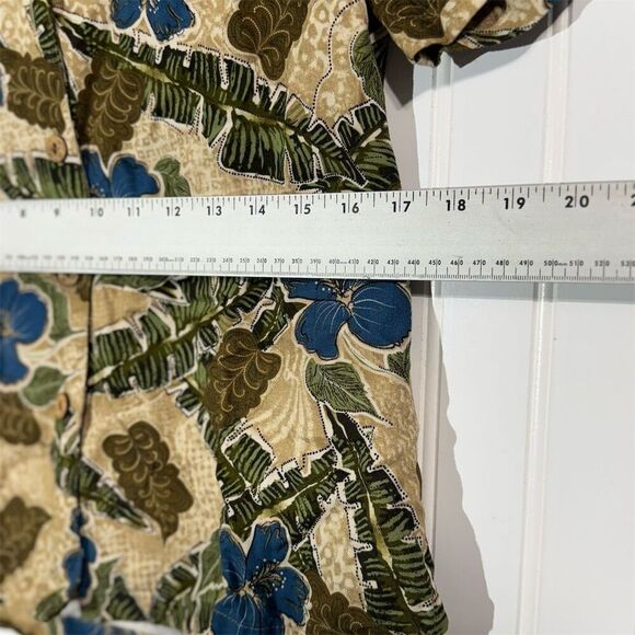 Marsh Landing Rayon Hawaiian Shirt Small Blue Green Floral Tropical Button Up - Picture 5 of 9